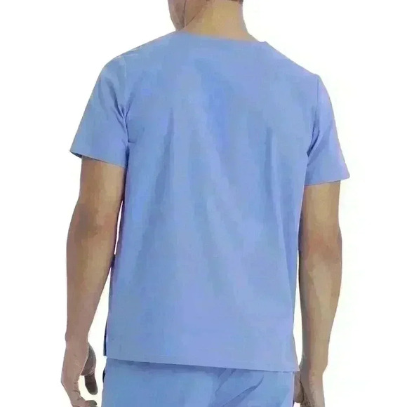 NWT Scrubstar Unisex V-Neck Scrub Top Size L 3-Pocket 2-Way Stretch Ciel Blue - Picture 4 of 10